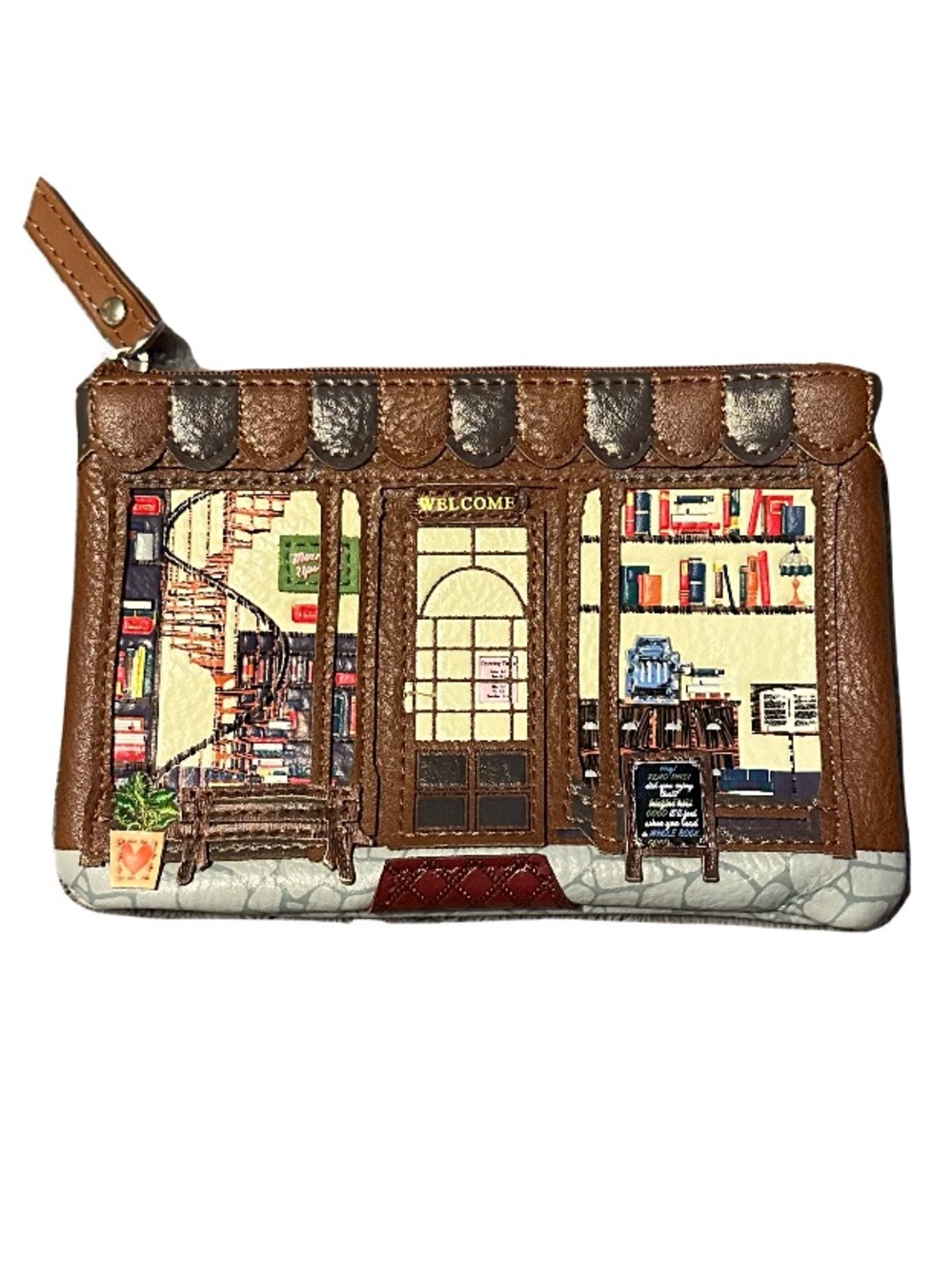 Vendula London Old Bookshop Zip Coin Purse Wallet Vegan Leather Rare